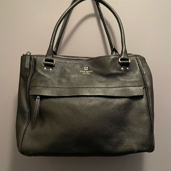 Kate Spade Handbags - Kate Spade Black Pebbled Leather Satchel Large Handbag Women's Bag